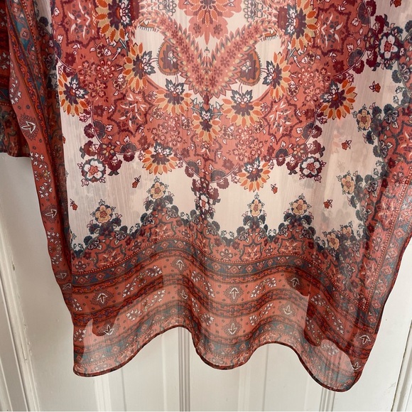 American Eagle Beach Cover Up Women Boho Floral Open Front Sheer Floral Kimono s - Picture 8 of 11
